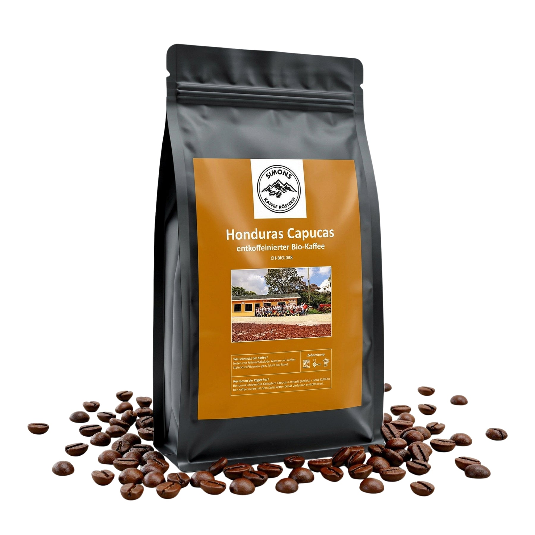 Koffeinfreie Kaffeebohnen - Honduras Capucas (Bio Decaf)